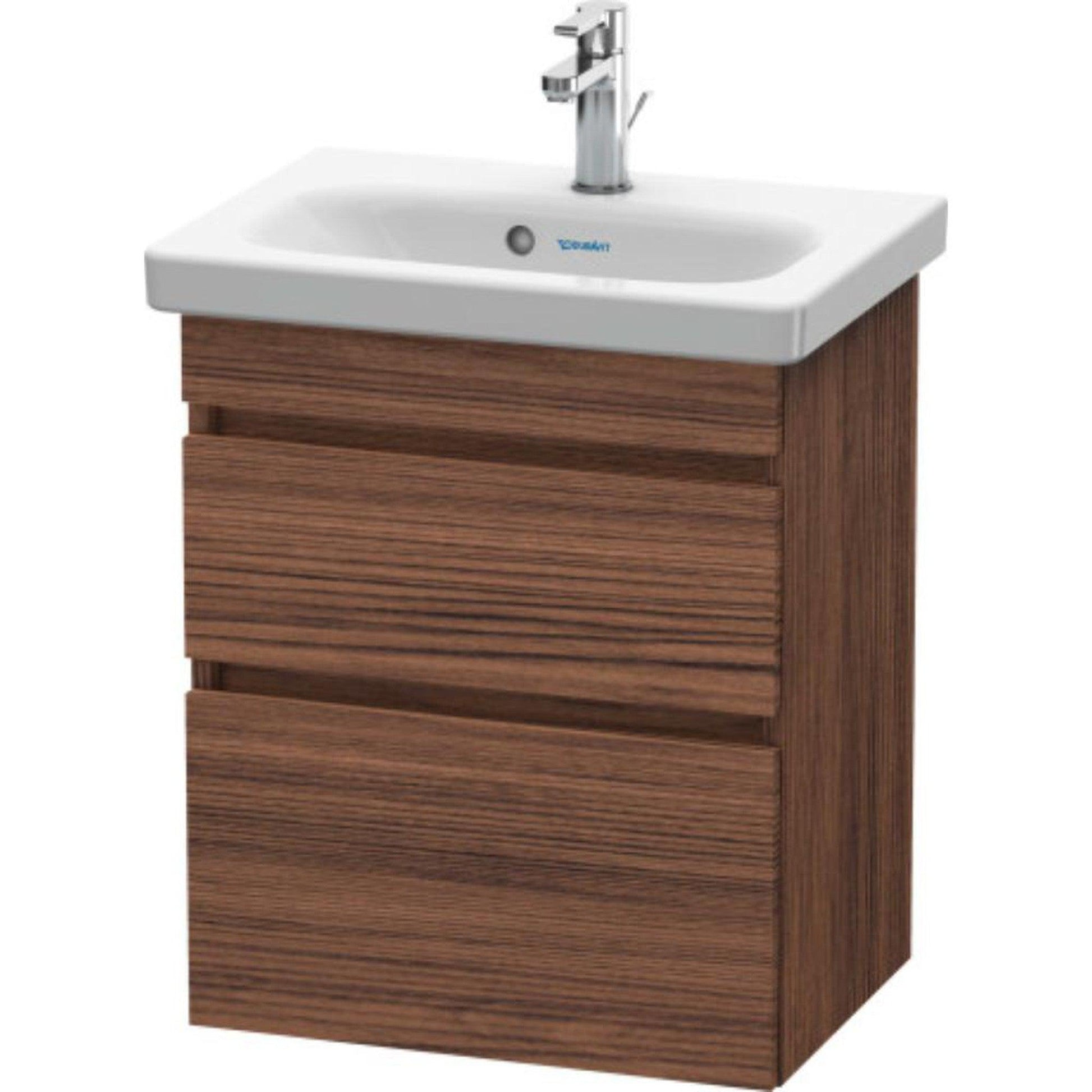 Duravit DuraStyle 20" x 24" x 14" Two Drawer Wall-Mount Vanity Unit in Walnut Dark (DS640302121)