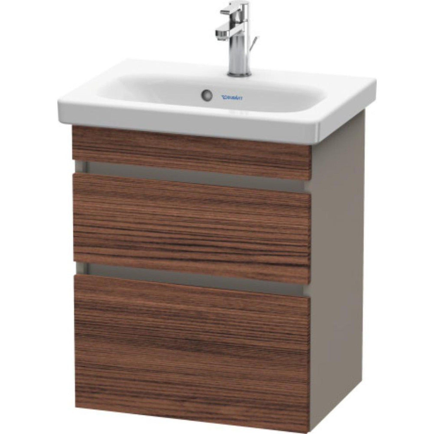 Duravit DuraStyle 20" x 24" x 14" Two Drawer Wall-Mount Vanity Unit in Walnut Dark and Basalt (DS640302143)