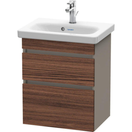 Duravit DuraStyle 20" x 24" x 14" Two Drawer Wall-Mount Vanity Unit in Walnut Dark and Basalt (DS640302143)