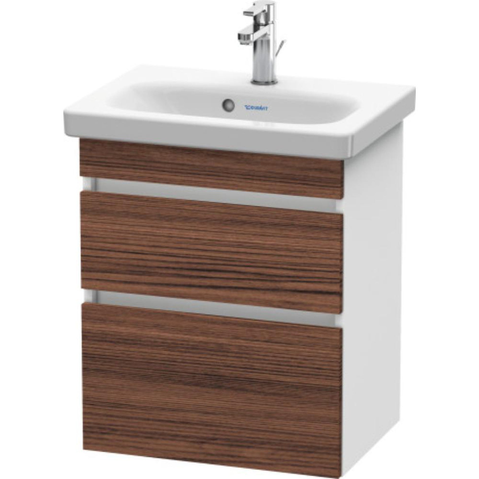 Duravit DuraStyle 20" x 24" x 14" Two Drawer Wall-Mount Vanity Unit in Walnut Dark and White (DS640302118)