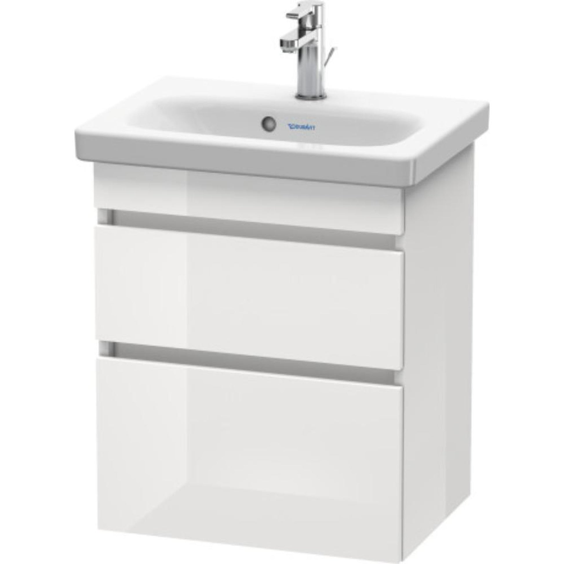 Duravit DuraStyle 20" x 24" x 14" Two Drawer Wall-Mount Vanity Unit in White High Gloss (DS640302222)