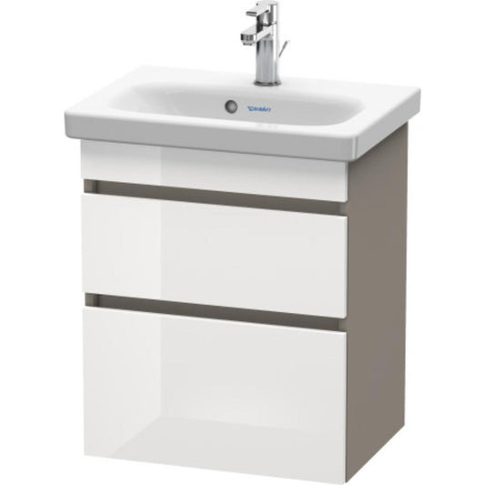 Duravit DuraStyle 20" x 24" x 14" Two Drawer Wall-Mount Vanity Unit in White High Gloss and Basalt (DS640302243)