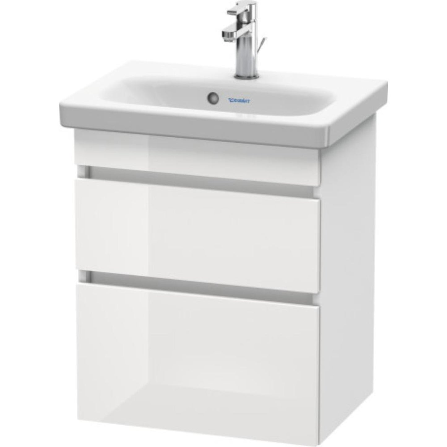 Duravit DuraStyle 20" x 24" x 14" Two Drawer Wall-Mount Vanity Unit in White High Gloss and White Matt (DS640302218)