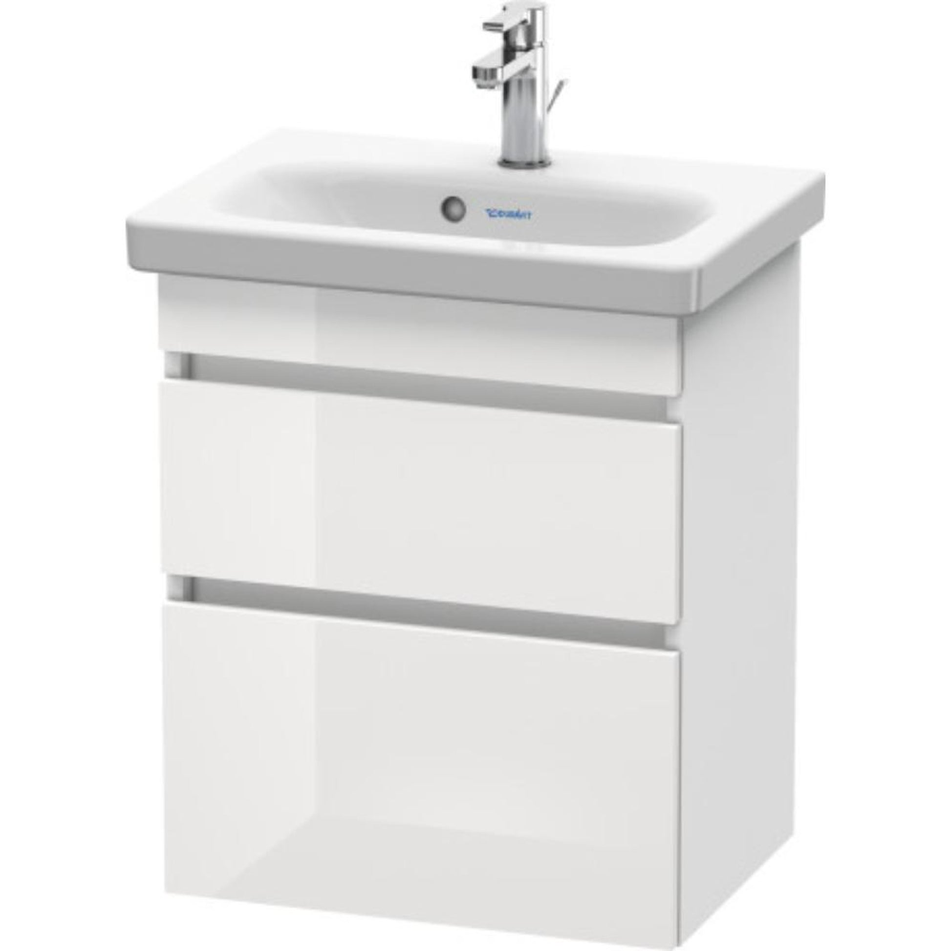 Duravit DuraStyle 20" x 24" x 14" Two Drawer Wall-Mount Vanity Unit in White High Gloss and White Matt (DS640302218)