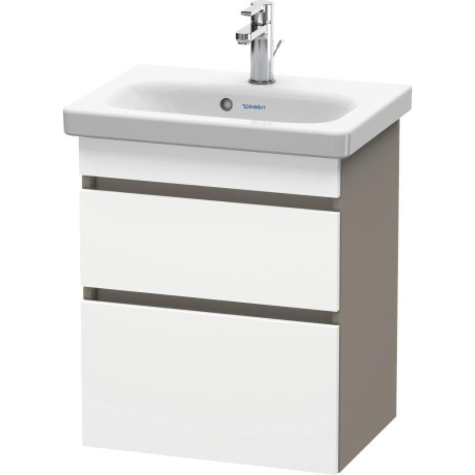 Duravit DuraStyle 20" x 24" x 14" Two Drawer Wall-Mount Vanity Unit in White Matt and Basalt (DS640301843)