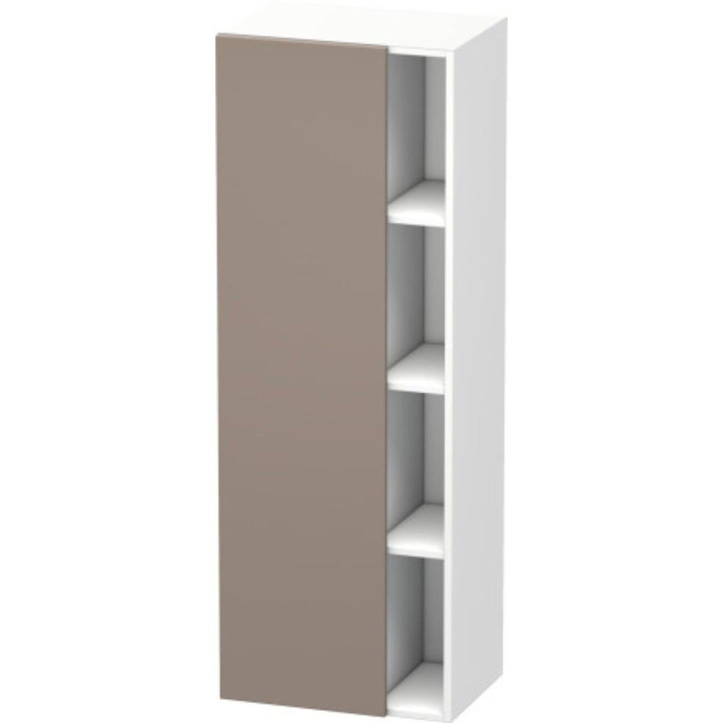 Duravit DuraStyle 20" x 55" x 14" Tall Cabinet With Left Hinge One Door in Basalt and White (DS1239L4318)