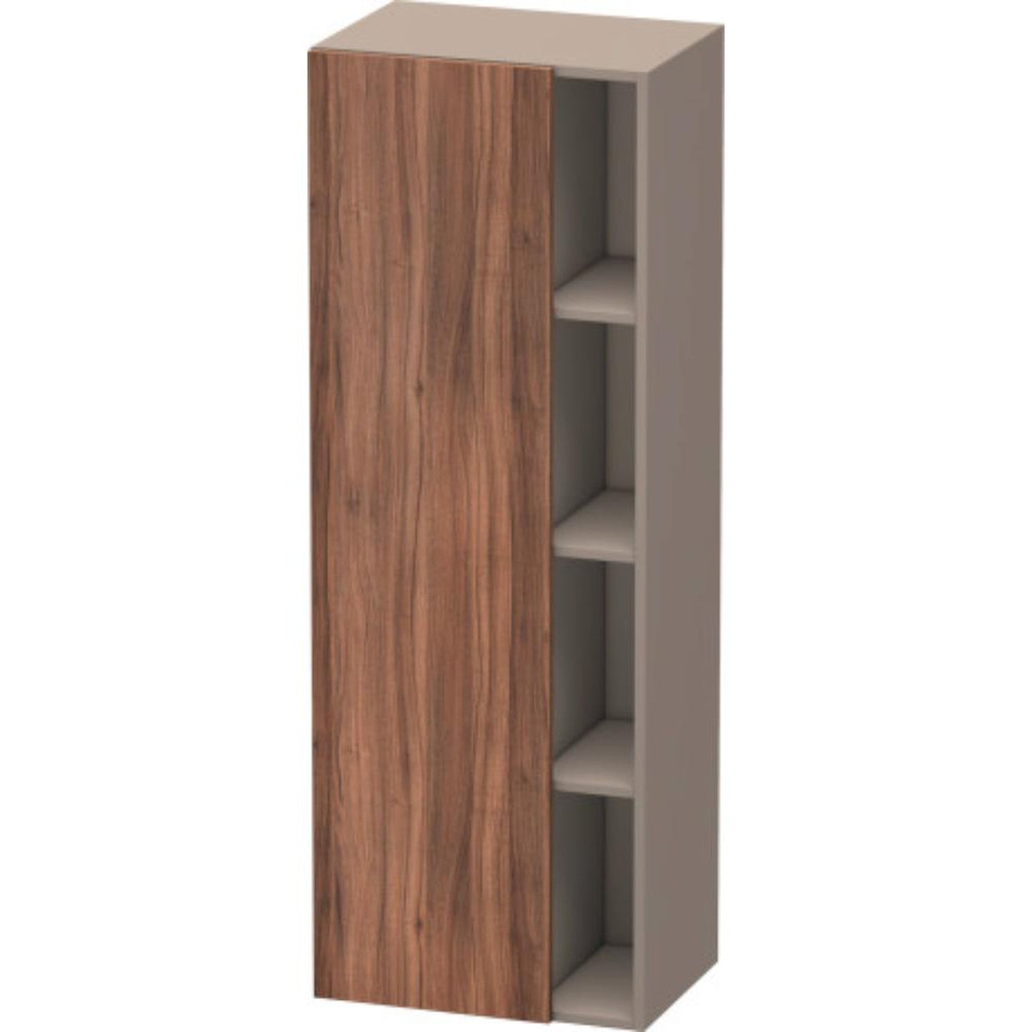 Duravit DuraStyle 20" x 55" x 14" Tall Cabinet With Left Hinge One Door in Natural Walnut and Basalt (DS1239L7943)