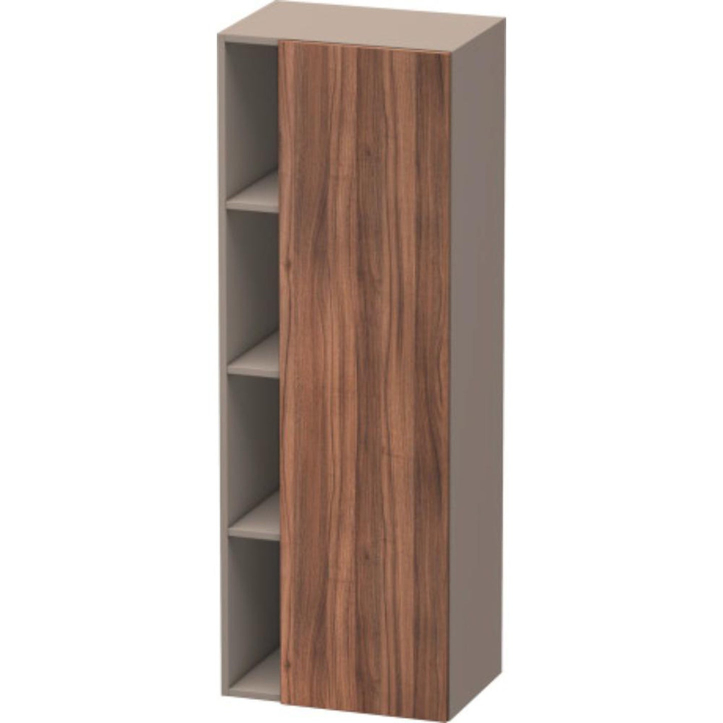Duravit DuraStyle 20" x 55" x 14" Tall Cabinet With Right Hinge One Door in Natural Walnut and Basalt (DS1239R7943)