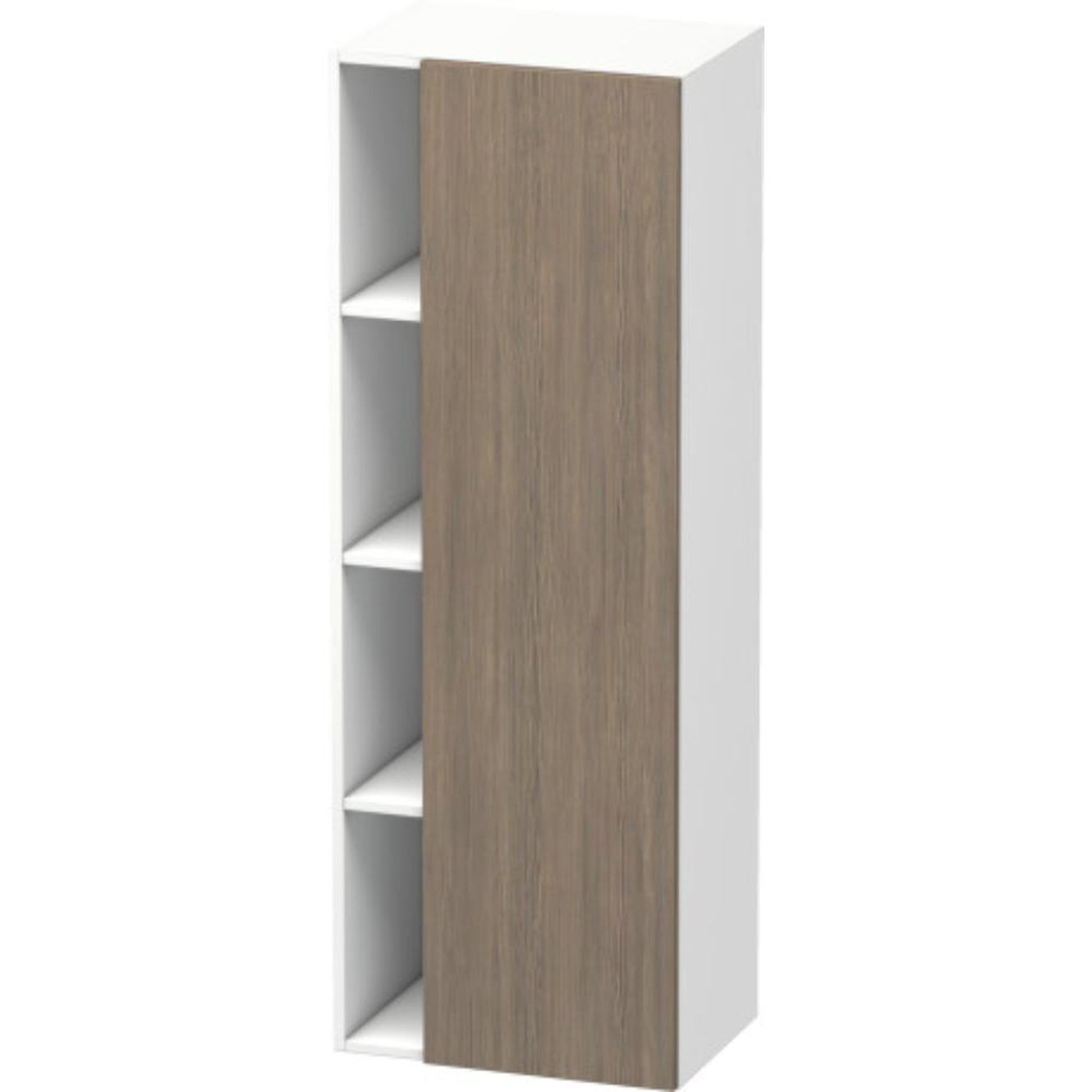 Duravit DuraStyle 20" x 55" x 14" Tall Cabinet With Right Hinge One Door in Oak Terra and White (DS1239R3518)