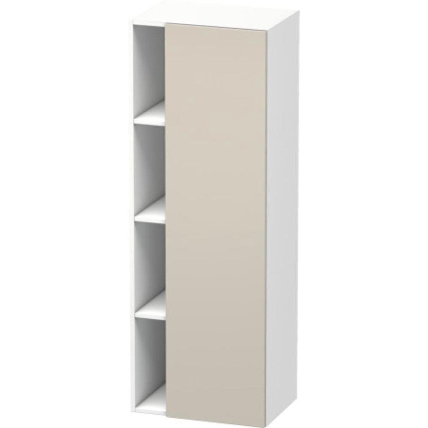 Duravit DuraStyle 20" x 55" x 14" Tall Cabinet With Right Hinge One Door in Taupe and White (DS1239R9118)