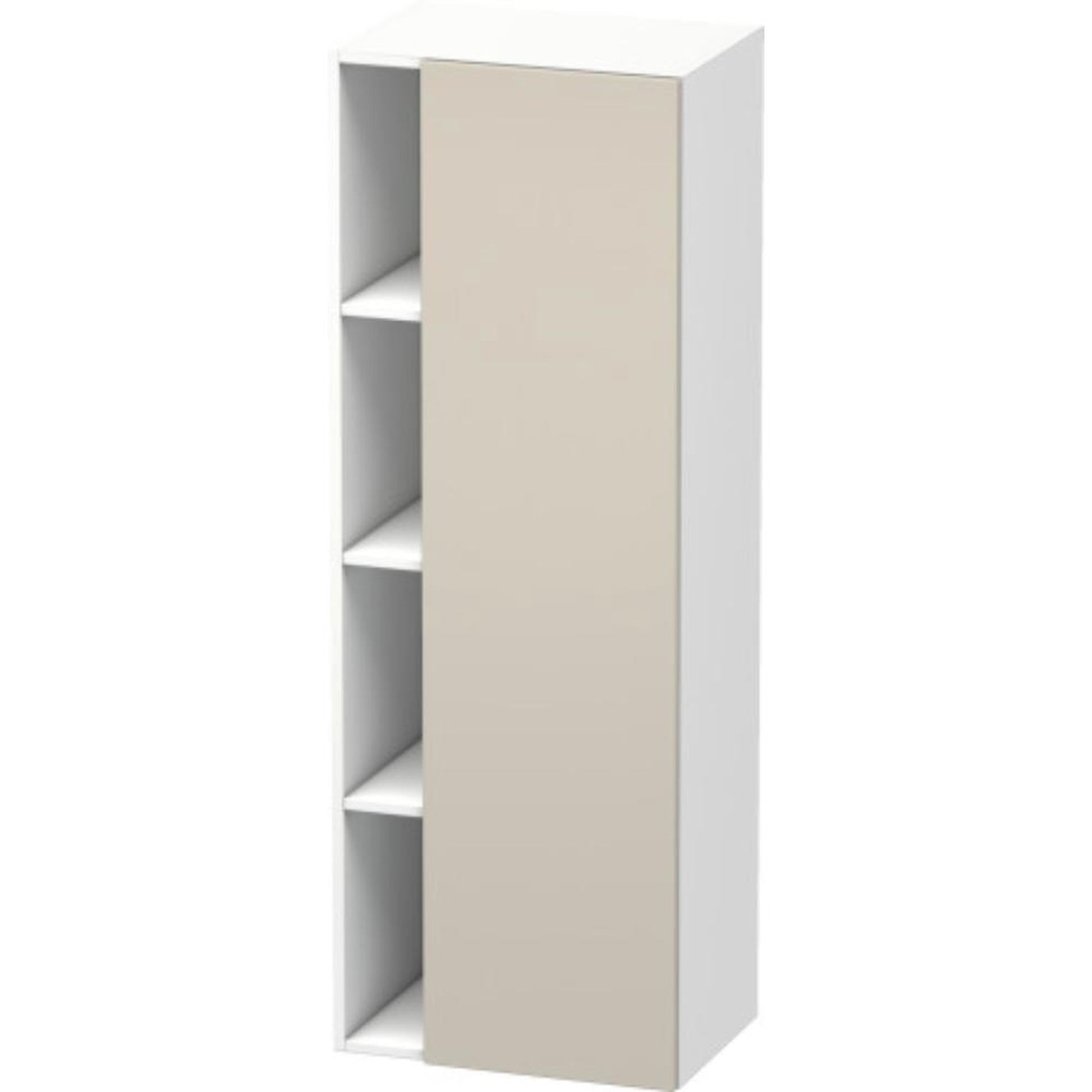 Duravit DuraStyle 20" x 55" x 14" Tall Cabinet With Right Hinge One Door in Taupe and White (DS1239R9118)