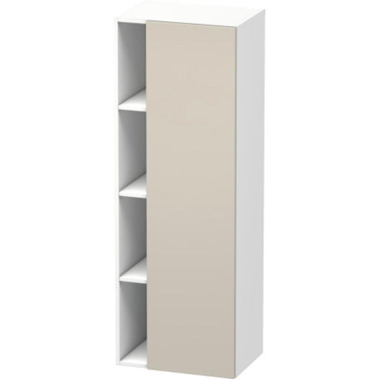 Duravit DuraStyle 20" x 55" x 14" Tall Cabinet With Right Hinge One Door in Taupe and White (DS1239R9118)