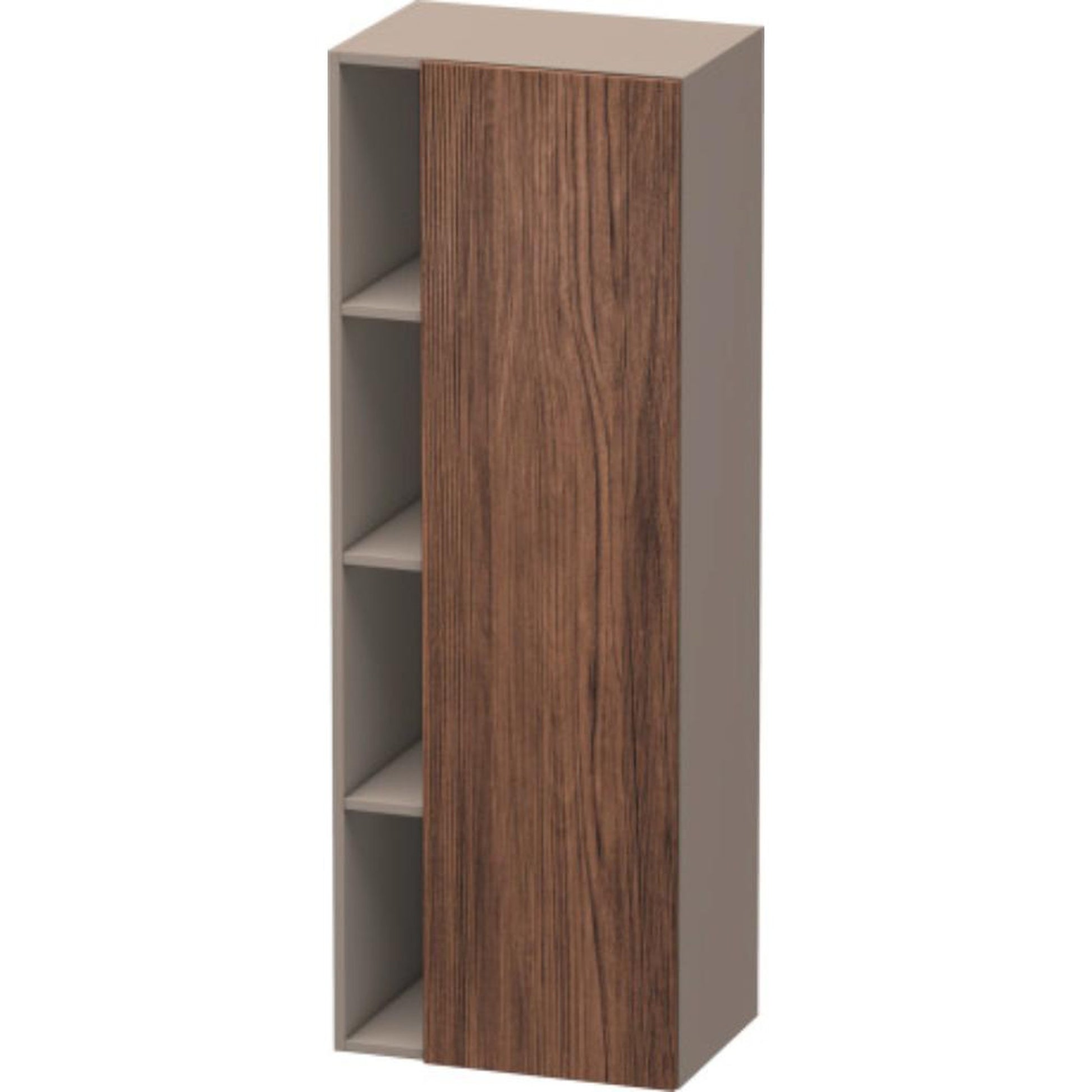 Duravit DuraStyle 20" x 55" x 14" Tall Cabinet With Right Hinge One Door in Walnut Dark and Basalt (DS1239R2143)