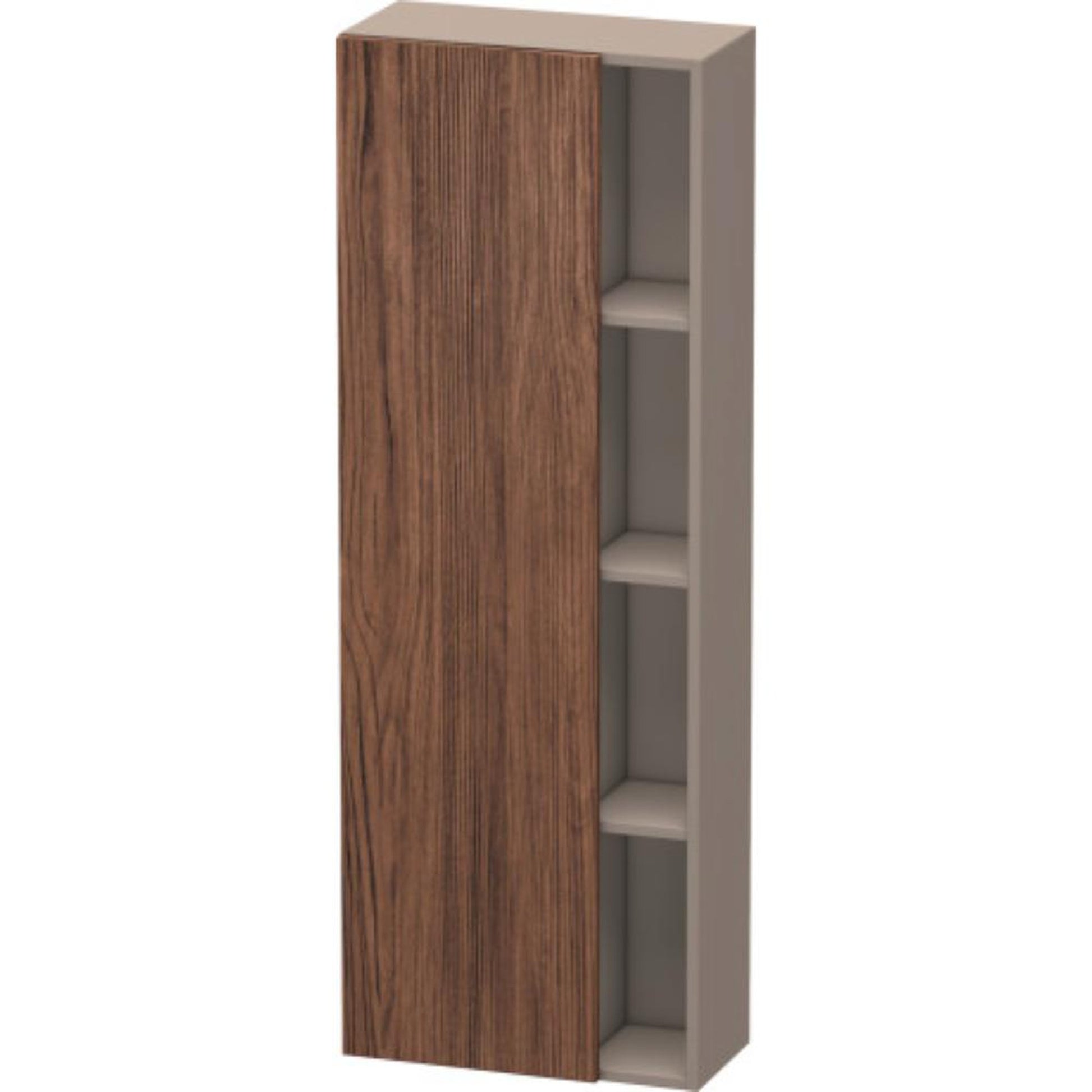Duravit DuraStyle 20" x 55" x 9" Tall Cabinet With Left Hinge One Door in Walnut Dark and Basalt (DS1238L2143)