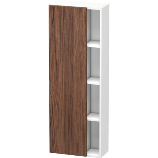 Duravit DuraStyle 20" x 55" x 9" Tall Cabinet With Left Hinge One Door in Walnut Dark and White (DS1238L2118)