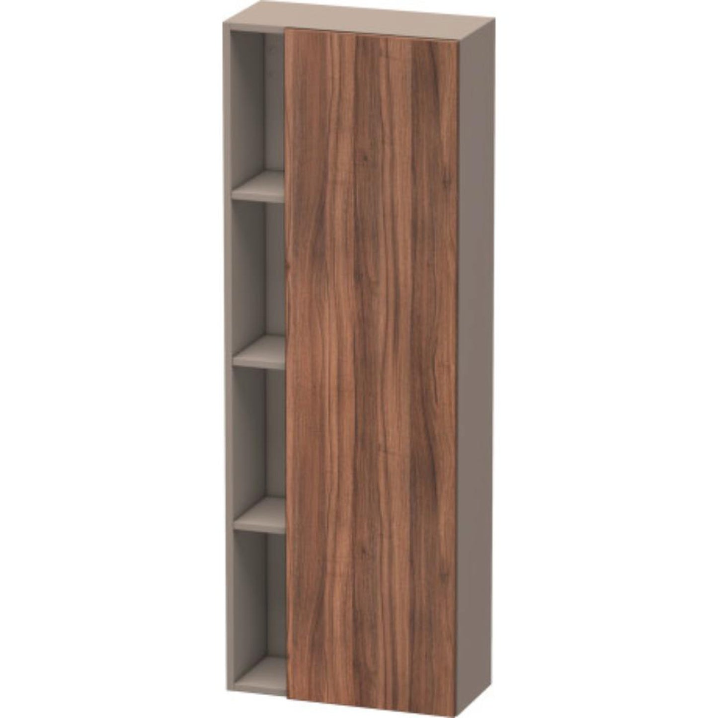 Duravit DuraStyle 20" x 55" x 9" Tall Cabinet With Right Hinge One Door in Natural Walnut and Basalt (DS1238R7943)