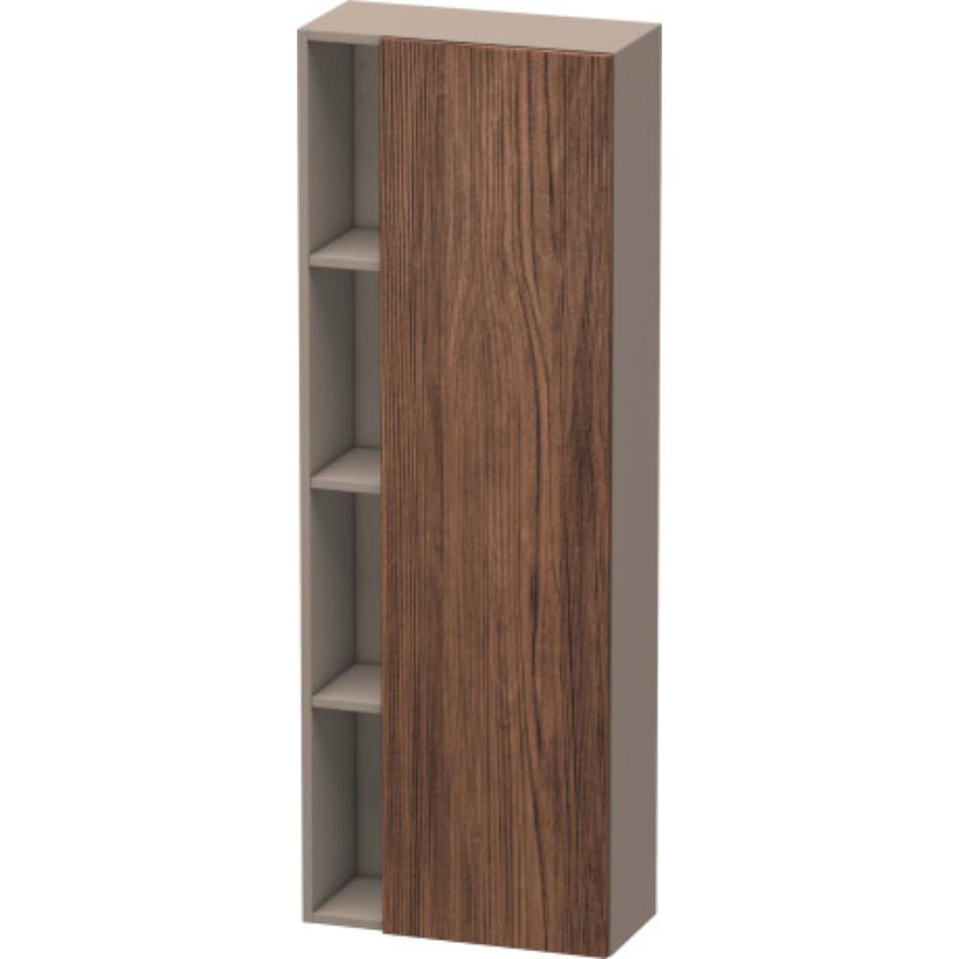 Duravit DuraStyle 20" x 55" x 9" Tall Cabinet With Right Hinge One Door in Walnut Dark and Basalt (DS1238R2143)