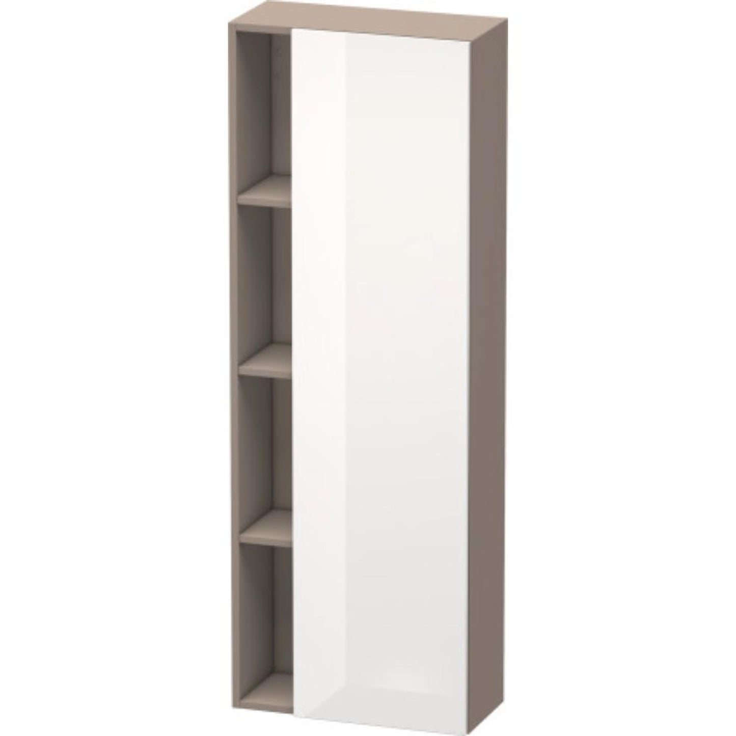 Duravit DuraStyle 20" x 55" x 9" Tall Cabinet With Right Hinge One Door in White High Gloss and Basalt (DS1238R2243)