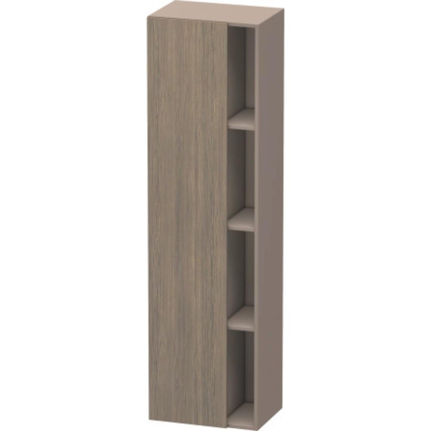 Duravit DuraStyle 20" x 71" x 14" Tall Cabinet With Left Hinge One Door in Oak Terra and Basalt (DS1249L3543)