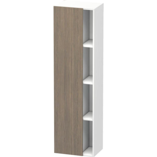 Duravit DuraStyle 20" x 71" x 14" Tall Cabinet With Left Hinge One Door in Oak Terra and White (DS1249L3518)