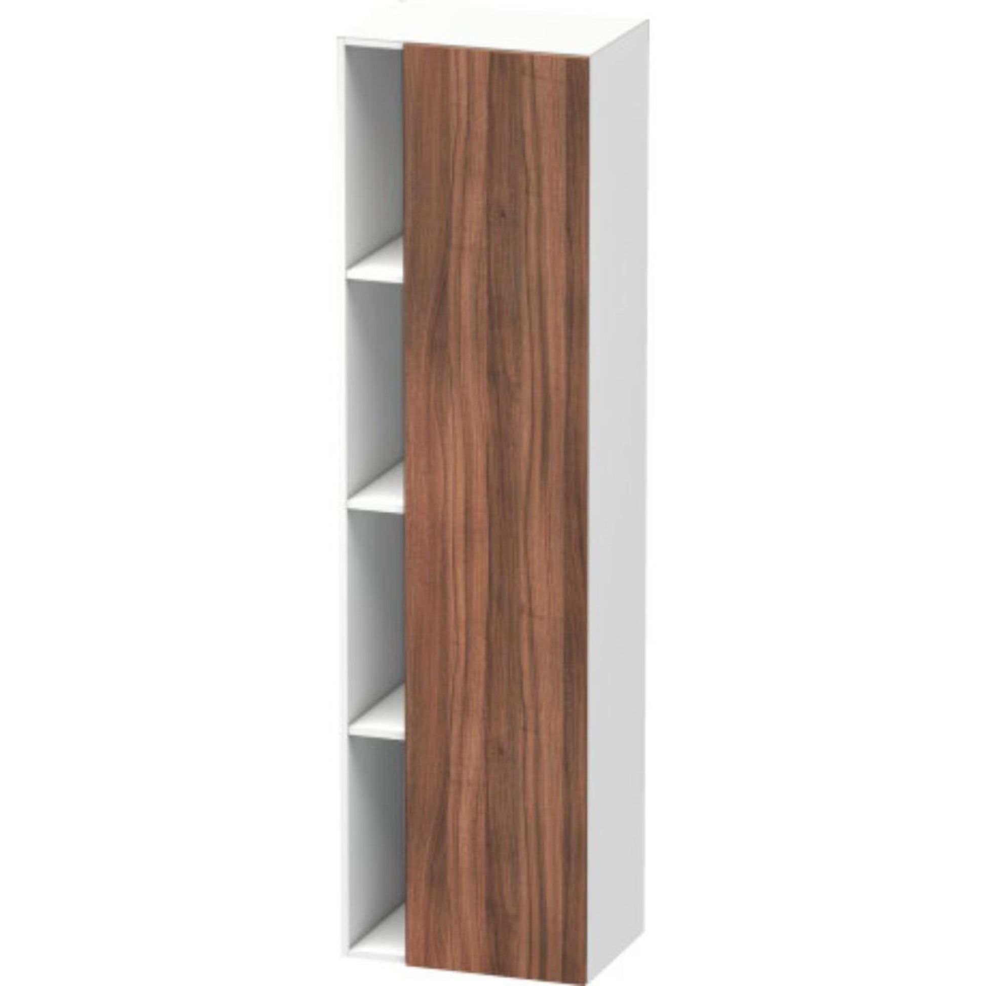 Duravit DuraStyle 20" x 71" x 14" Tall Cabinet With Right Hinge One Door in Natural Walnut and White (DS1249R7918)