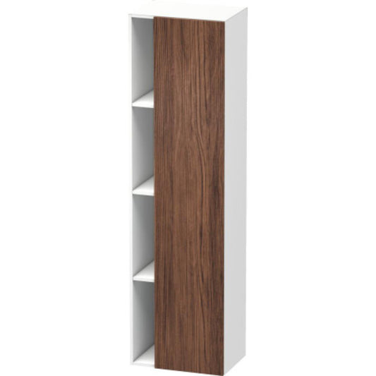 Duravit DuraStyle 20" x 71" x 14" Tall Cabinet With Right Hinge One Door in Walnut Dark and White (DS1249R2118)
