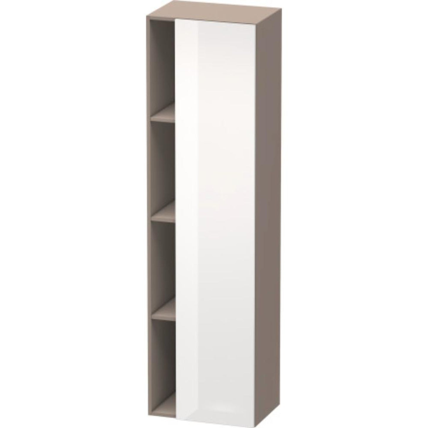 Duravit DuraStyle 20" x 71" x 14" Tall Cabinet With Right Hinge One Door in White High Gloss and Basalt (DS1249R2243)