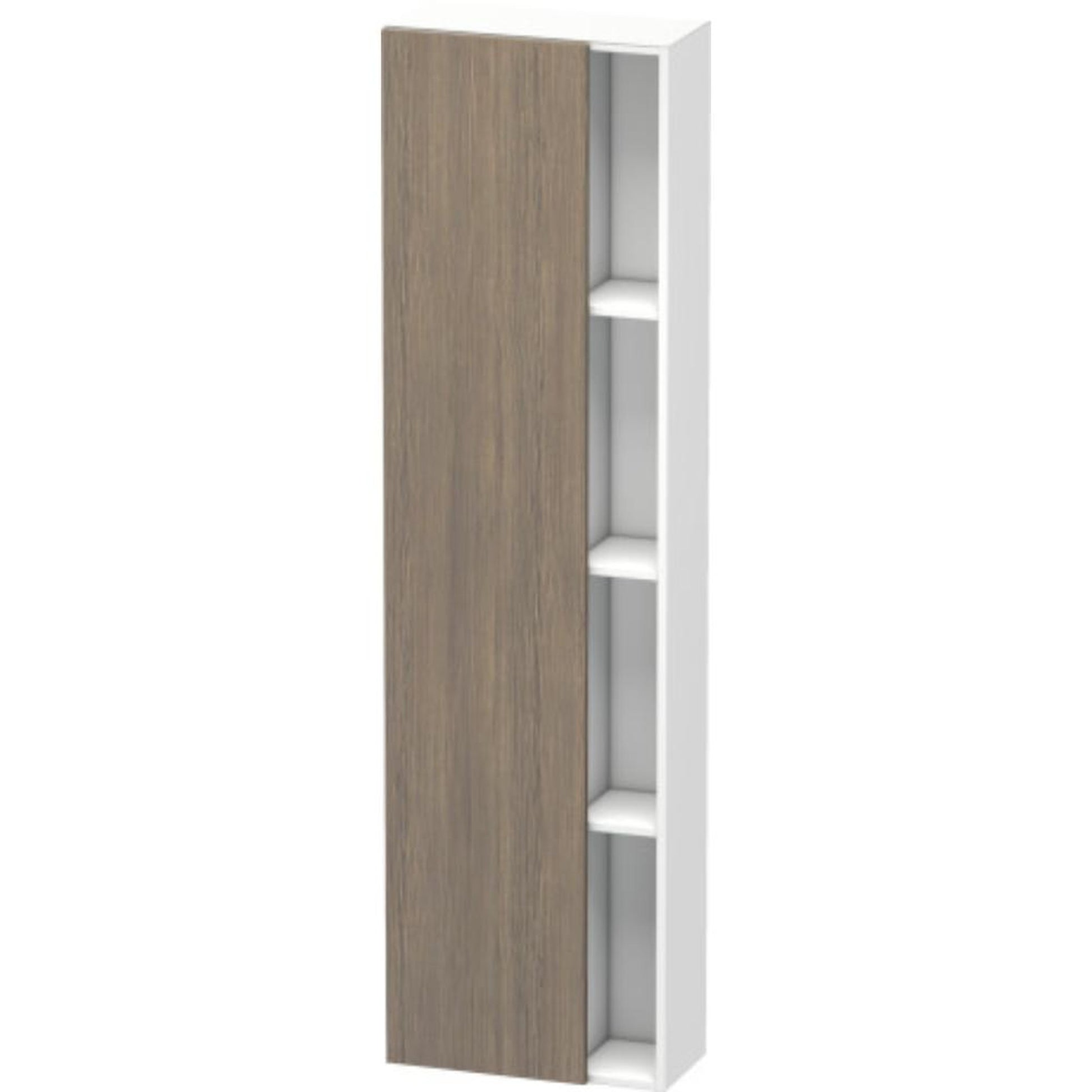 Duravit DuraStyle 20" x 71" x 9" Tall Cabinet With Left Hinge One Door in Oak Terra and White (DS1248L3518)