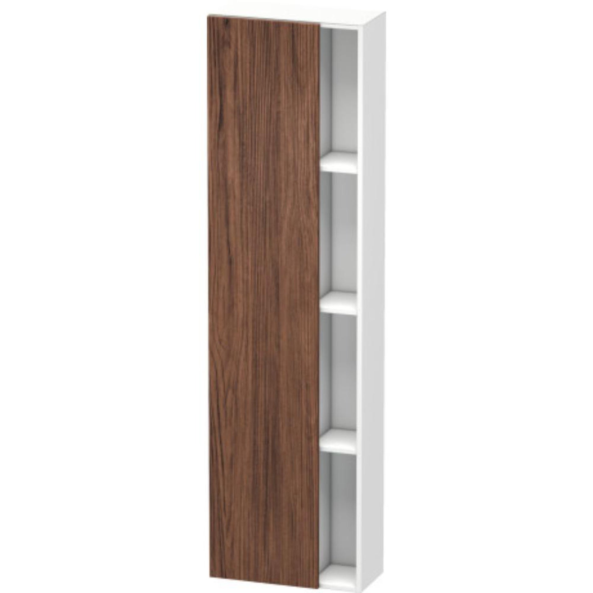 Duravit DuraStyle 20" x 71" x 9" Tall Cabinet With Left Hinge One Door in Walnut Dark and White (DS1248L2118)