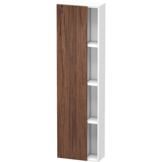 Duravit DuraStyle 20" x 71" x 9" Tall Cabinet With Left Hinge One Door in Walnut Dark and White (DS1248L2118)