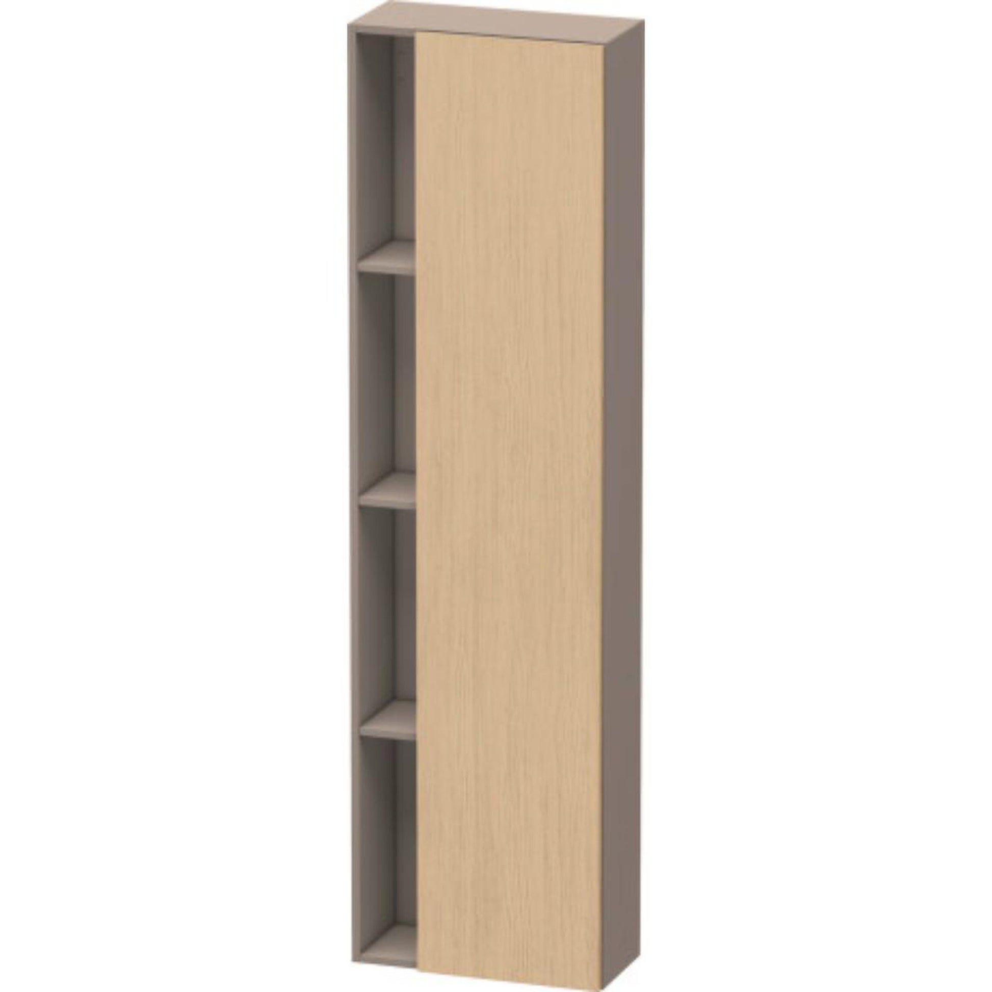 Duravit DuraStyle 20" x 71" x 9" Tall Cabinet With Right Hinge One Door in Natural Oak and Basalt (DS1248R3043)