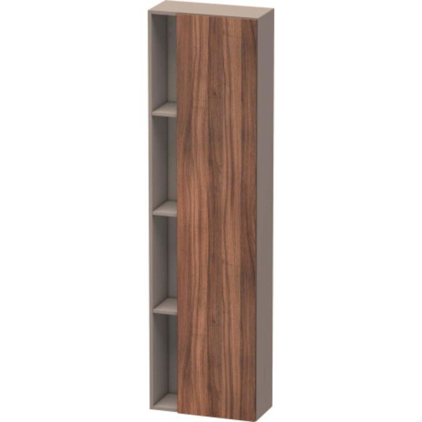Duravit DuraStyle 20" x 71" x 9" Tall Cabinet With Right Hinge One Door in Natural Walnut and Basalt (DS1248R7943)