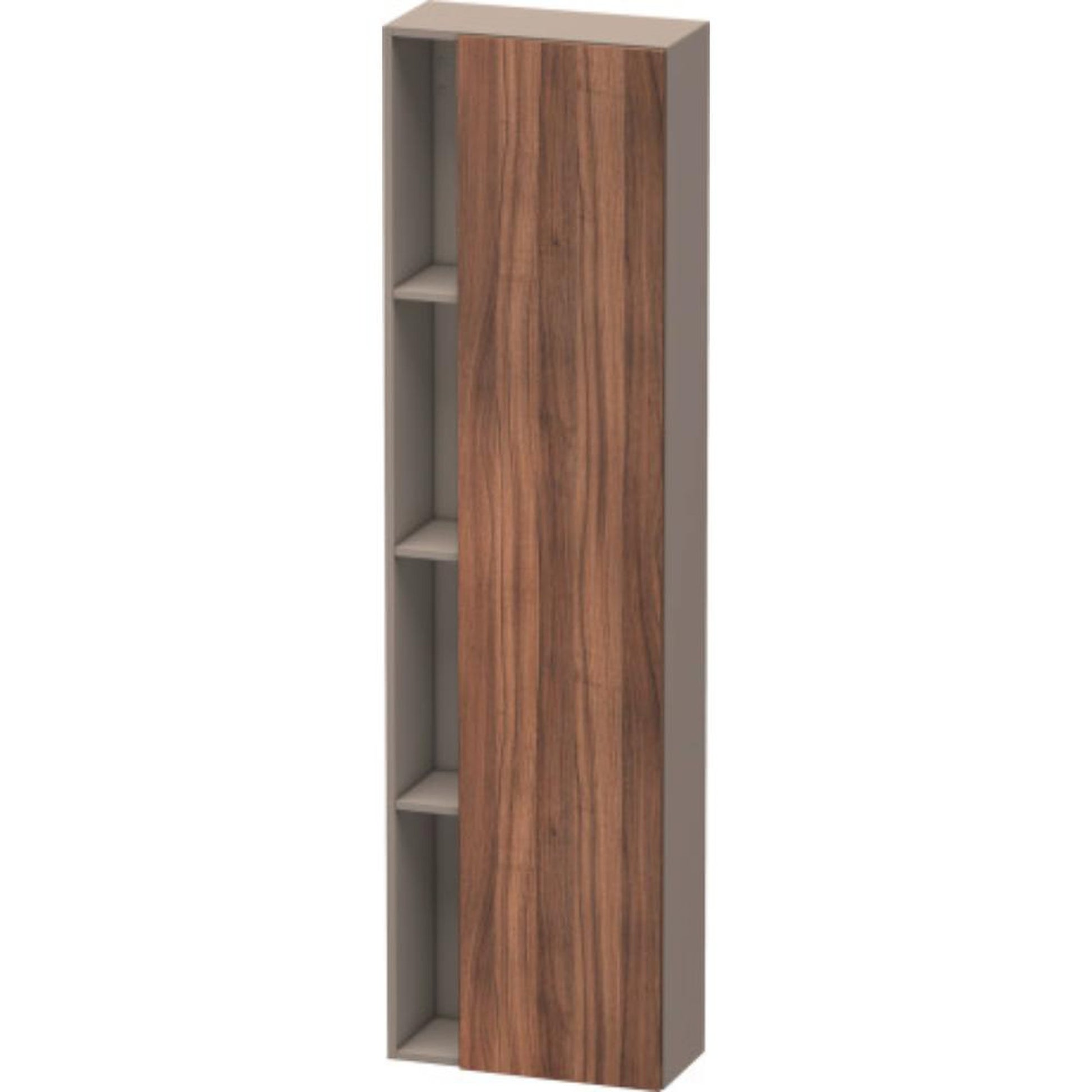 Duravit DuraStyle 20" x 71" x 9" Tall Cabinet With Right Hinge One Door in Natural Walnut and Basalt (DS1248R7943)