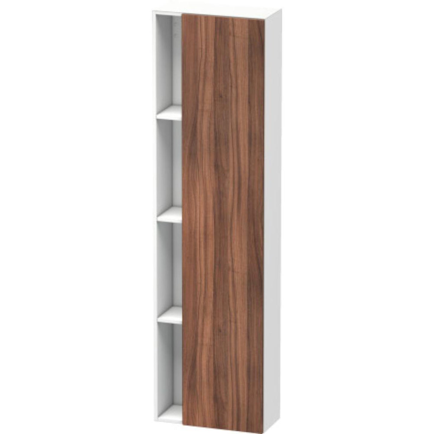 Duravit DuraStyle 20" x 71" x 9" Tall Cabinet With Right Hinge One Door in Natural Walnut and White (DS1248R7918)