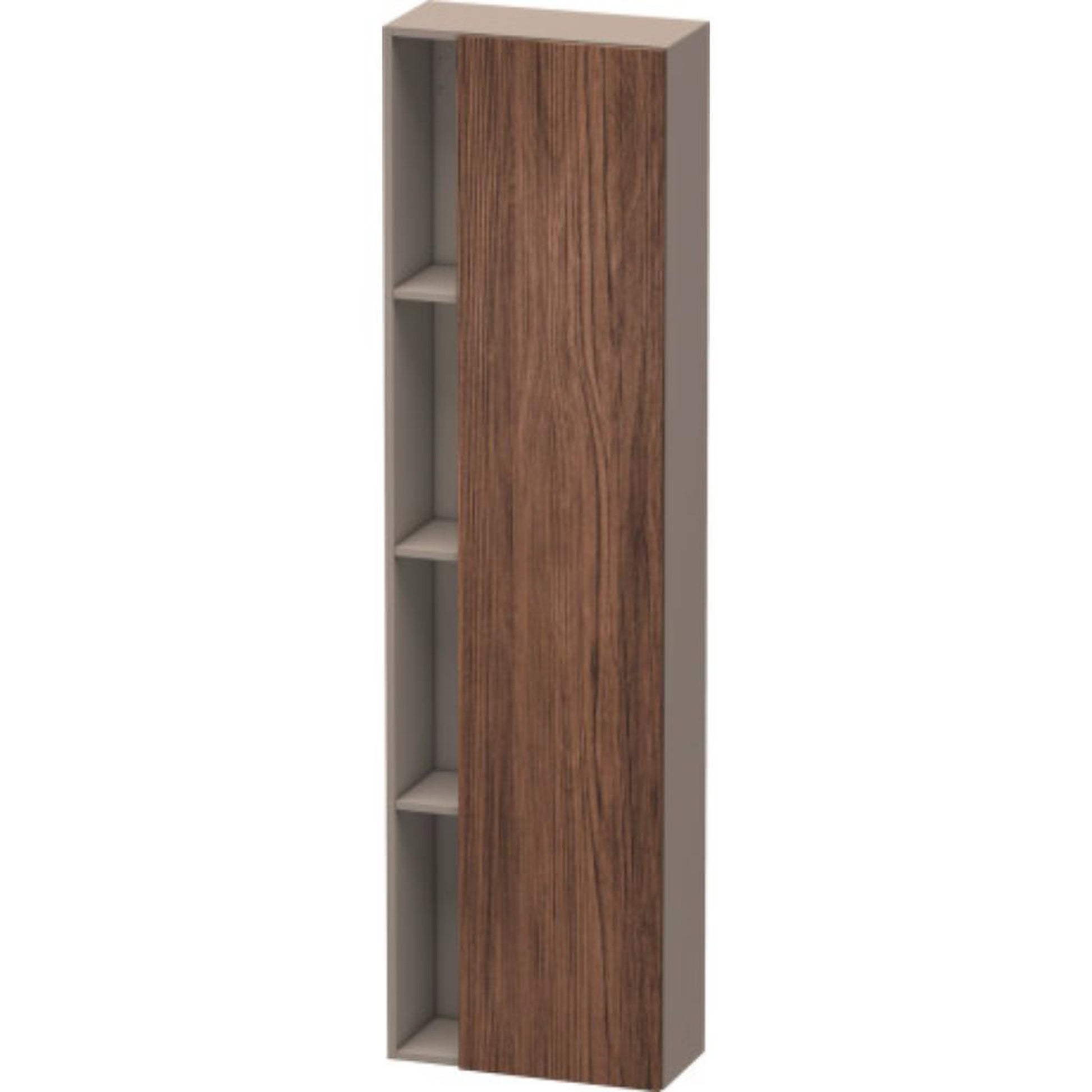 Duravit DuraStyle 20" x 71" x 9" Tall Cabinet With Right Hinge One Door in Walnut Dark and Basalt (DS1248R2143)