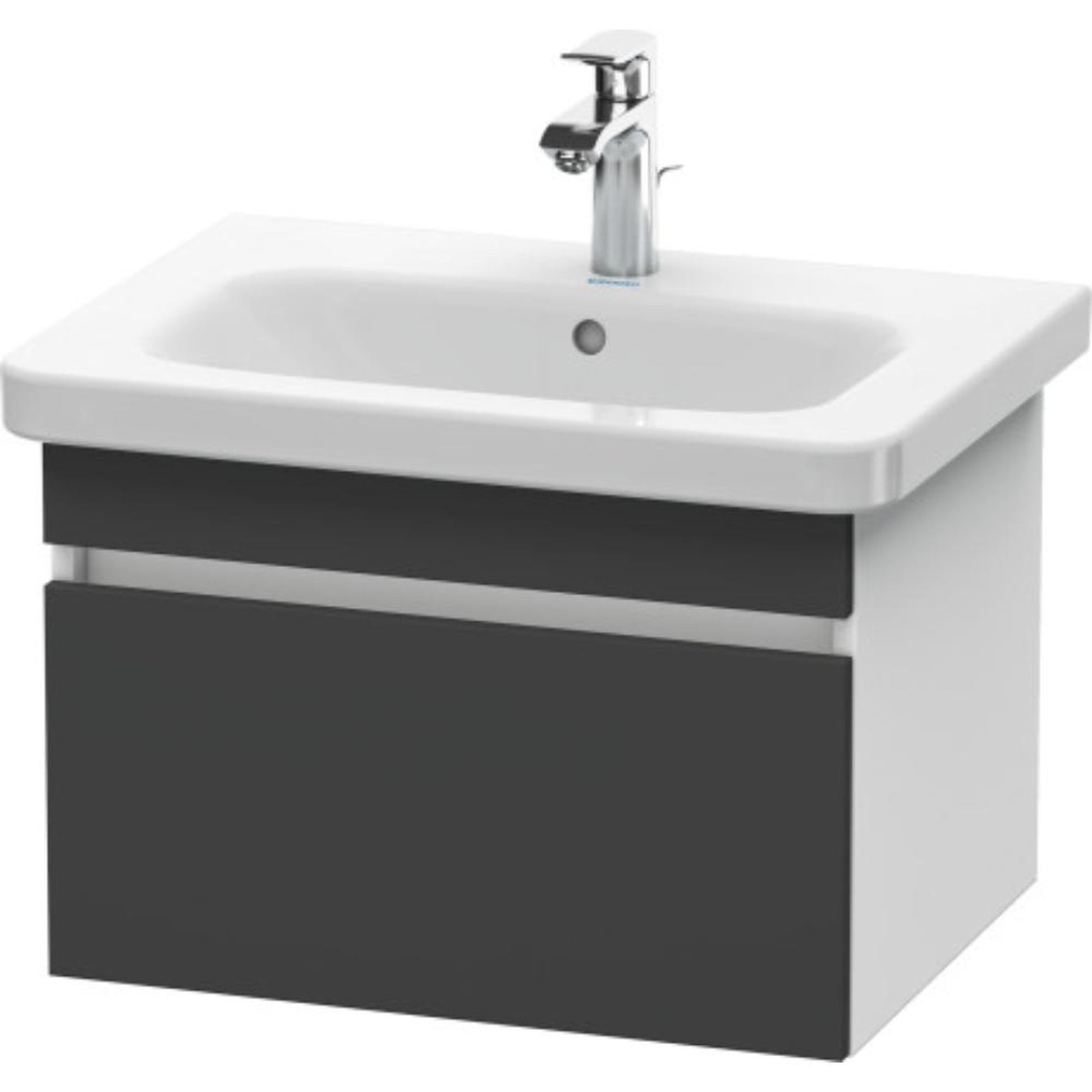 Duravit DuraStyle 23" x 16" x 18" One Drawer Wall-Mount Vanity Unit in Graphite and White (DS638004918)