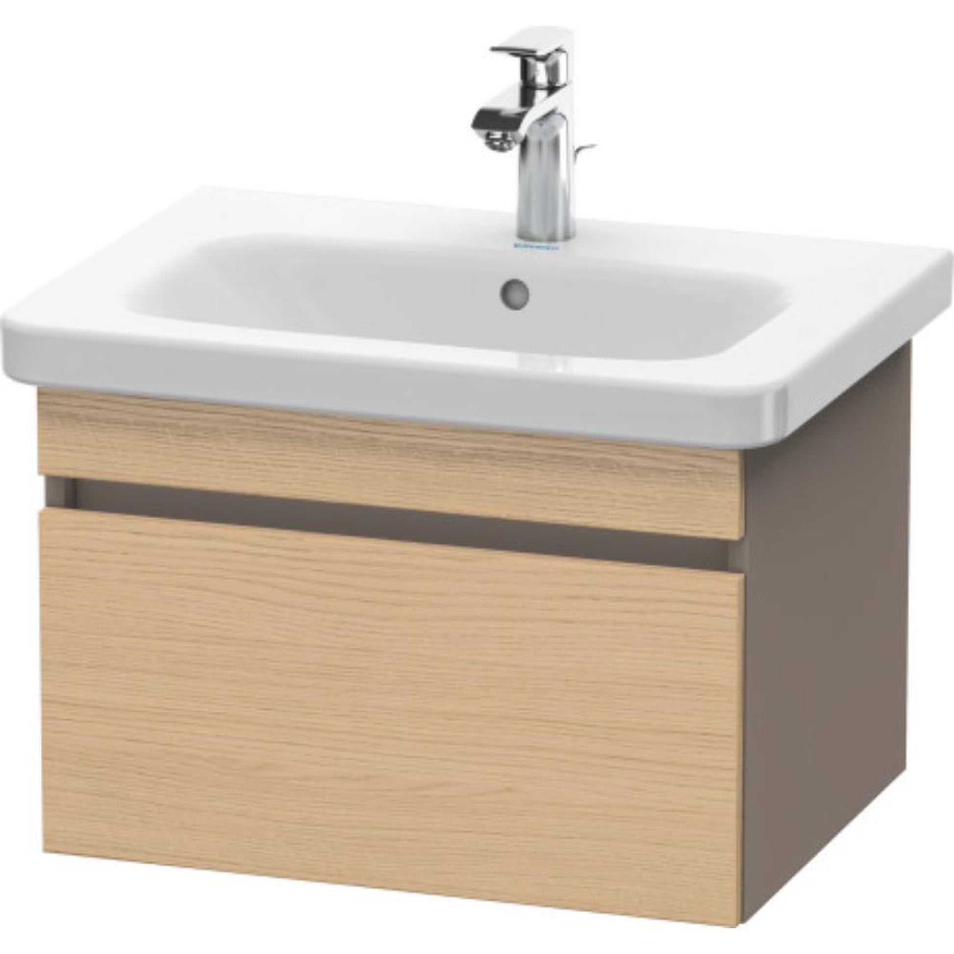 Duravit DuraStyle 23" x 16" x 18" One Drawer Wall-Mount Vanity Unit in Natural Oak and Basalt (DS638003043)