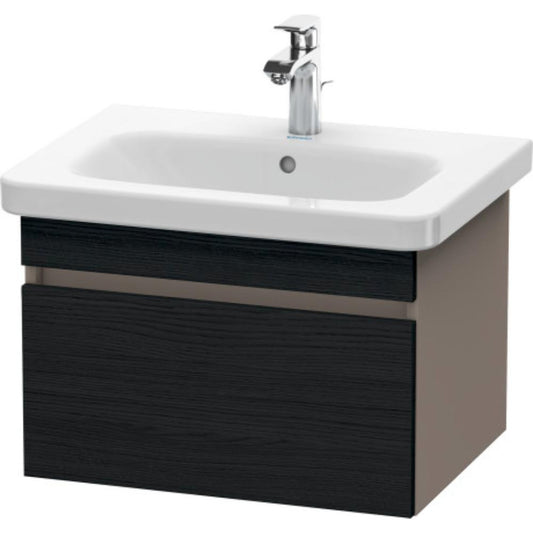 Duravit DuraStyle 23" x 16" x 18" One Drawer Wall-Mount Vanity Unit in Oak Black and Basalt (DS638001643)