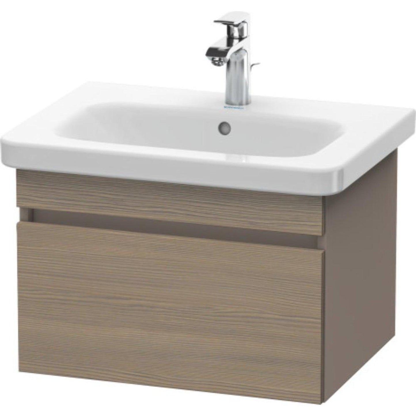 Duravit DuraStyle 23" x 16" x 18" One Drawer Wall-Mount Vanity Unit in Oak Terra and Basalt (DS638003543)
