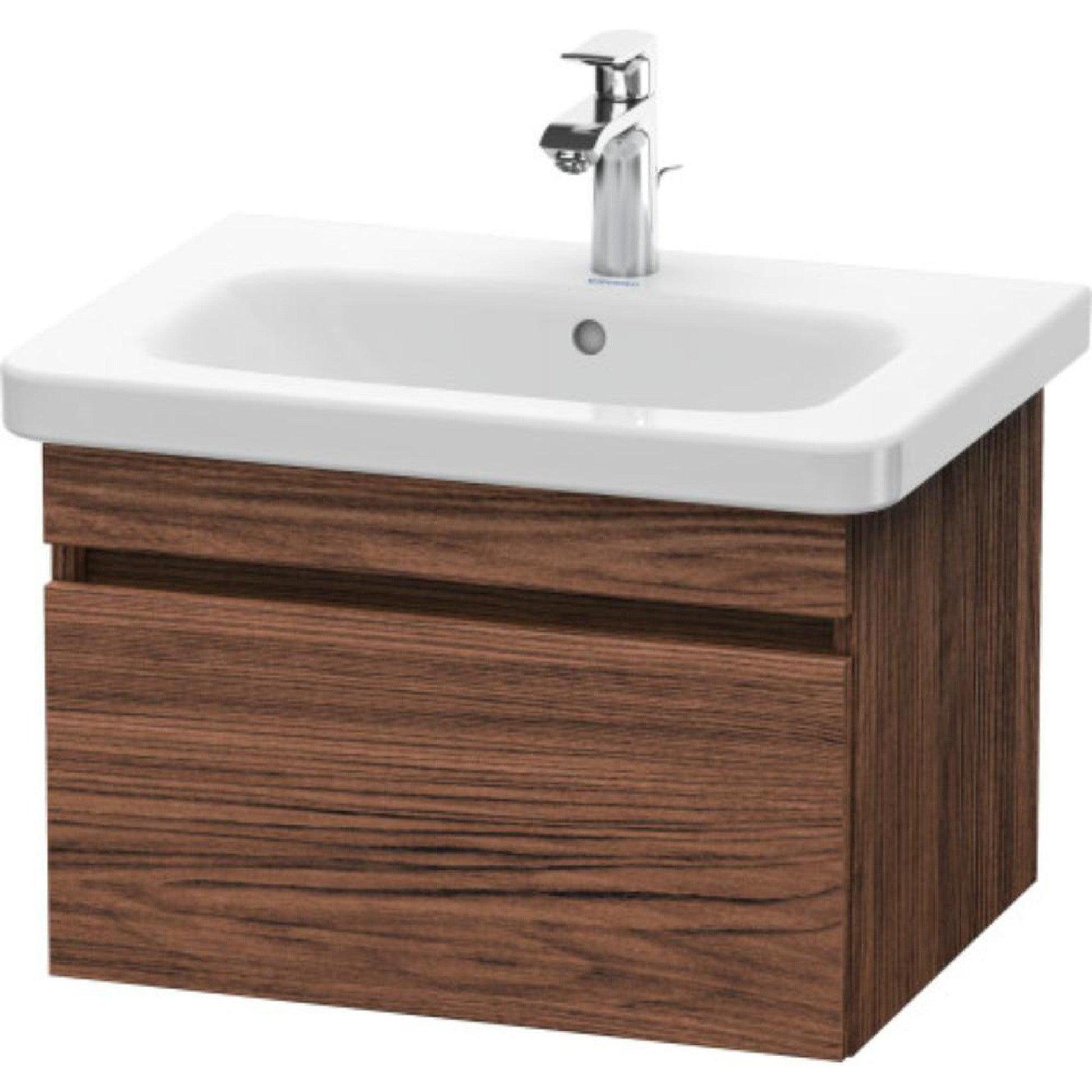 Duravit DuraStyle 23" x 16" x 18" One Drawer Wall-Mount Vanity Unit in Walnut Dark (DS638002121)