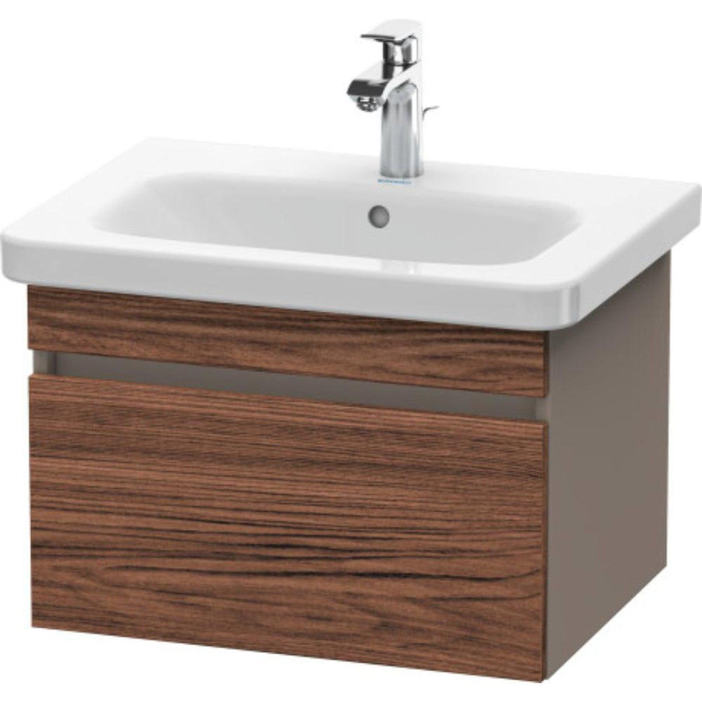 Duravit DuraStyle 23" x 16" x 18" One Drawer Wall-Mount Vanity Unit in Walnut Dark and Basalt (DS638002143)