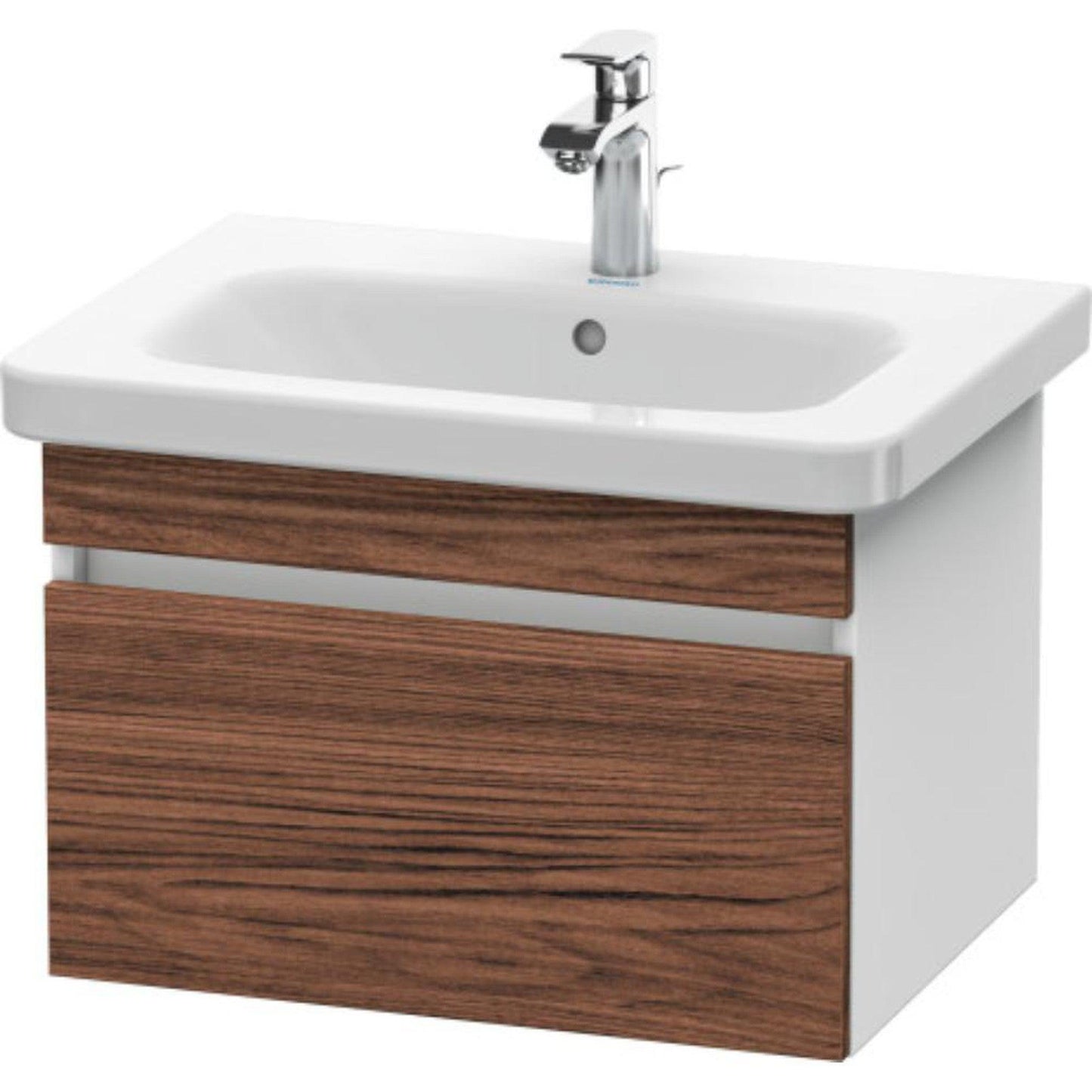 Duravit DuraStyle 23" x 16" x 18" One Drawer Wall-Mount Vanity Unit in Walnut Dark and White (DS638002118)