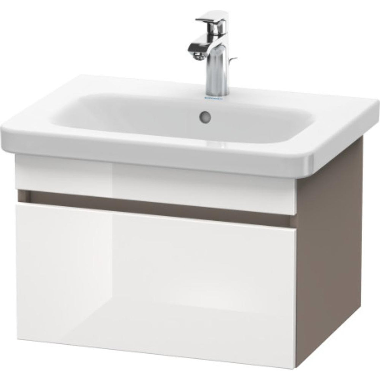 Duravit DuraStyle 23" x 16" x 18" One Drawer Wall-Mount Vanity Unit in White High Gloss and Basalt (DS638002243)