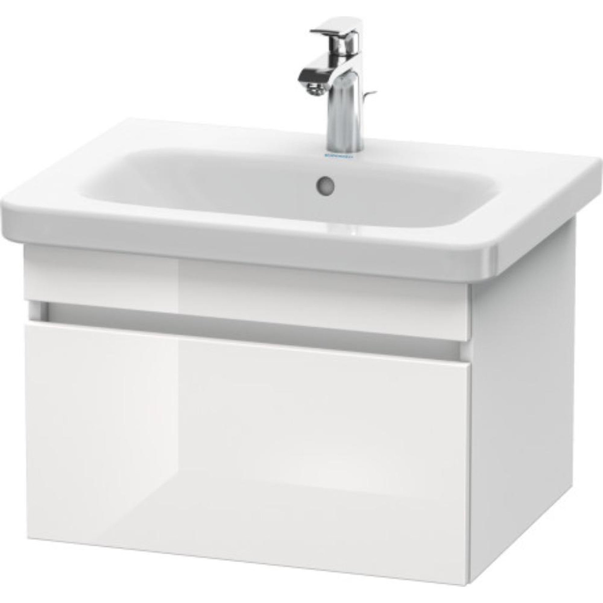 Duravit DuraStyle 23" x 16" x 18" One Drawer Wall-Mount Vanity Unit in White High Gloss and White Matt (DS638002218)