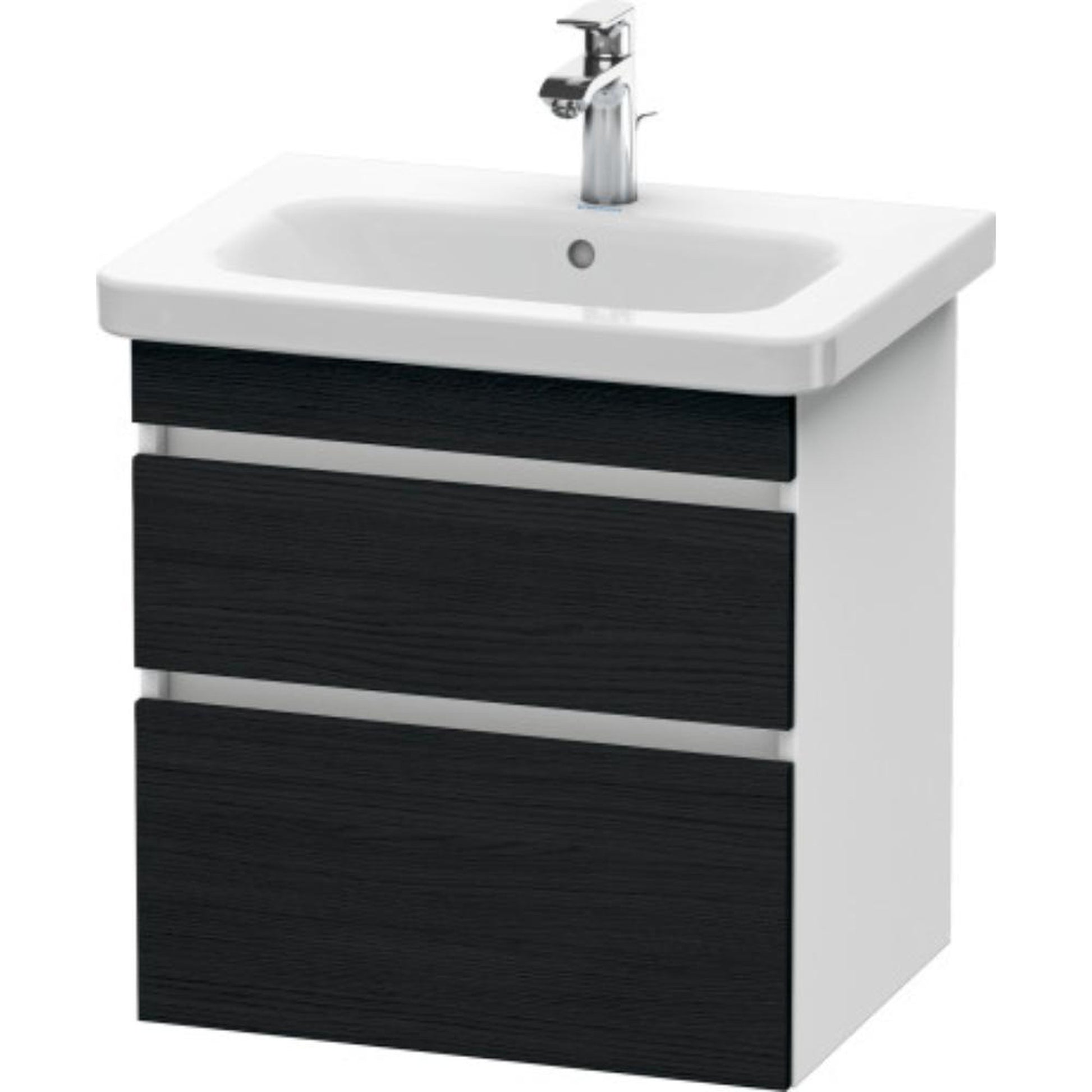 Duravit DuraStyle 23" x 24" x 18" Two Drawer Wall-Mount Vanity Unit in Oak Black and White (DS648001618)