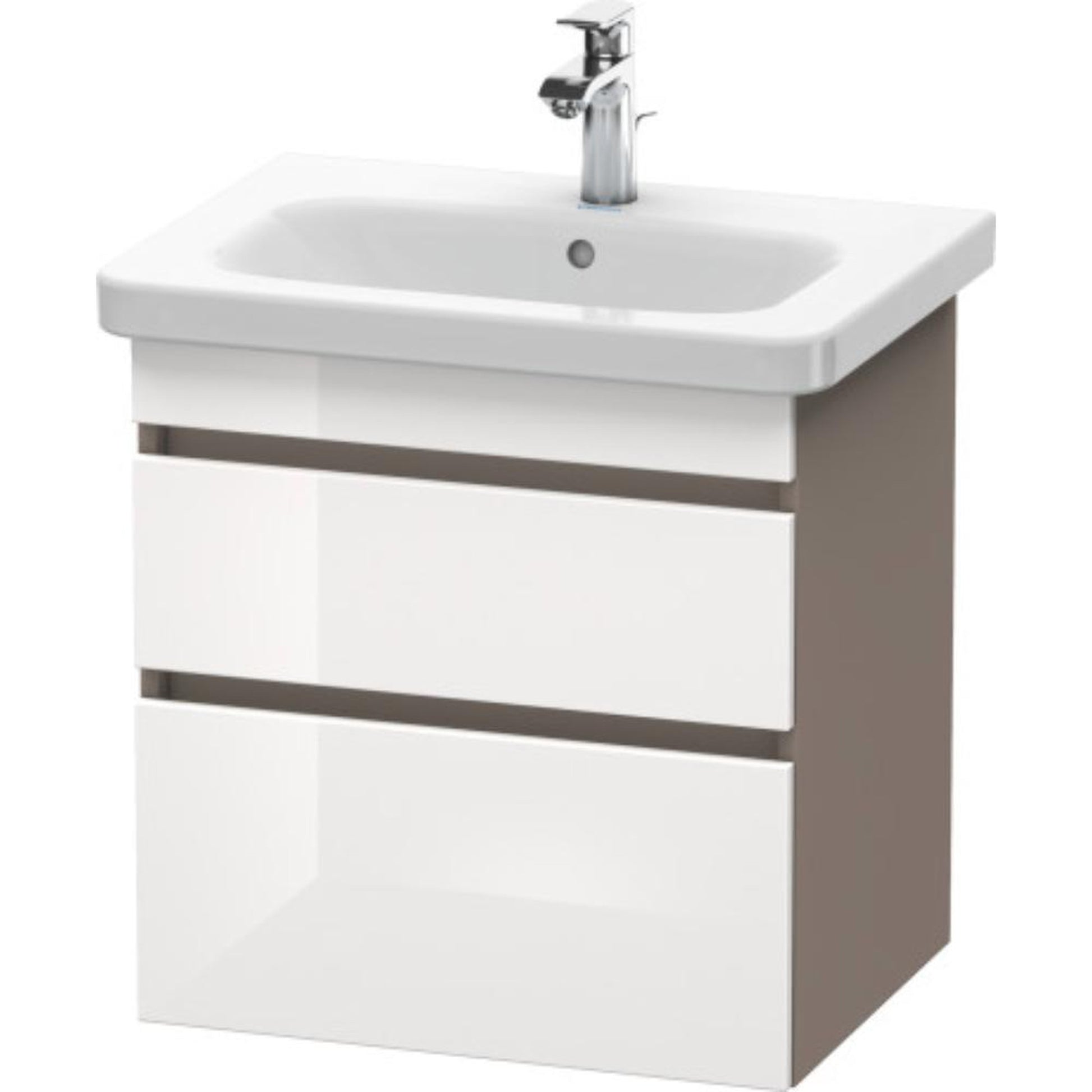 Duravit DuraStyle 23" x 24" x 18" Two Drawer Wall-Mount Vanity Unit in White High Gloss and Basalt (DS648002243)