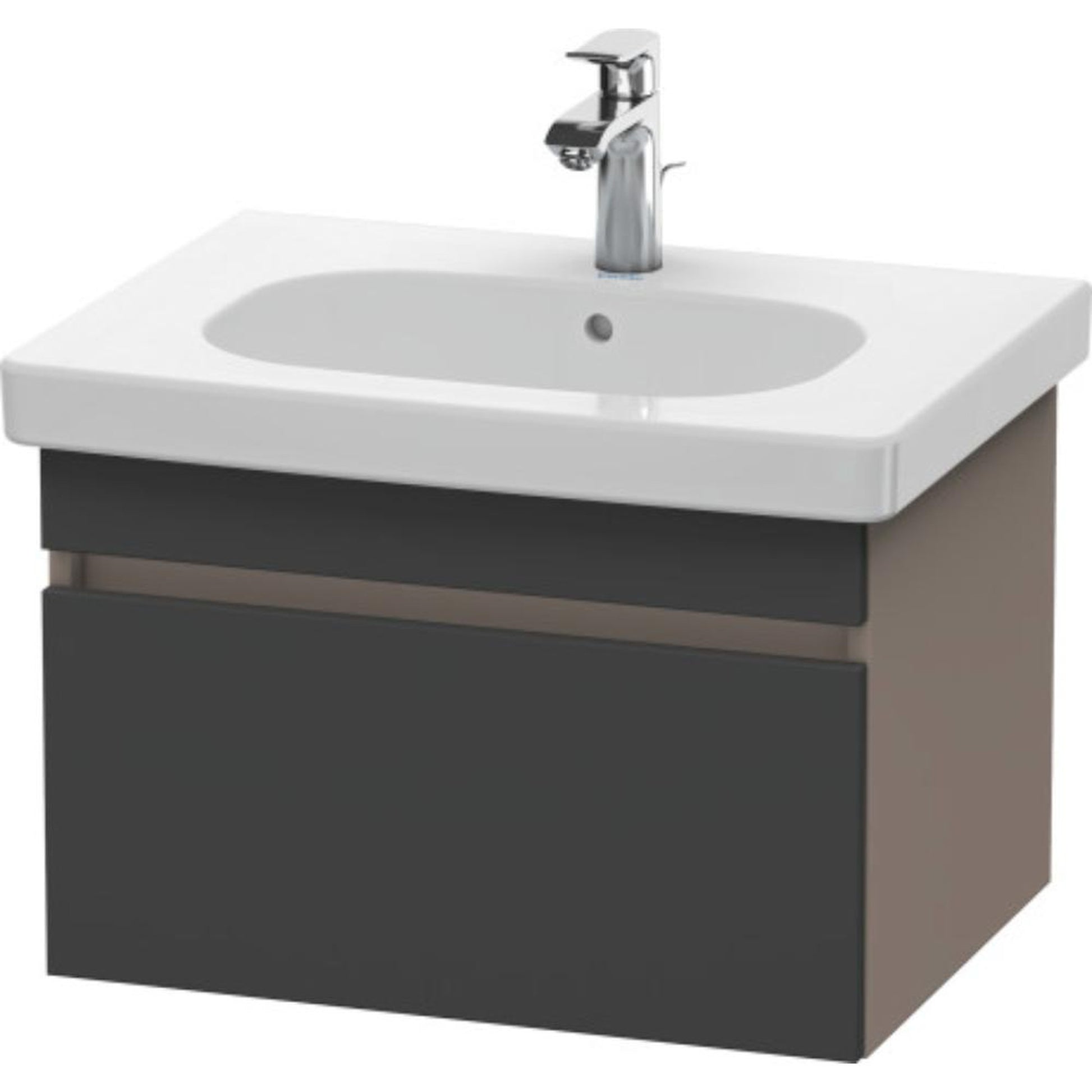 Duravit DuraStyle 24" x 16" x 18" One Drawer Wall-Mount Vanity Unit in Graphite and Basalt (DS638304943)