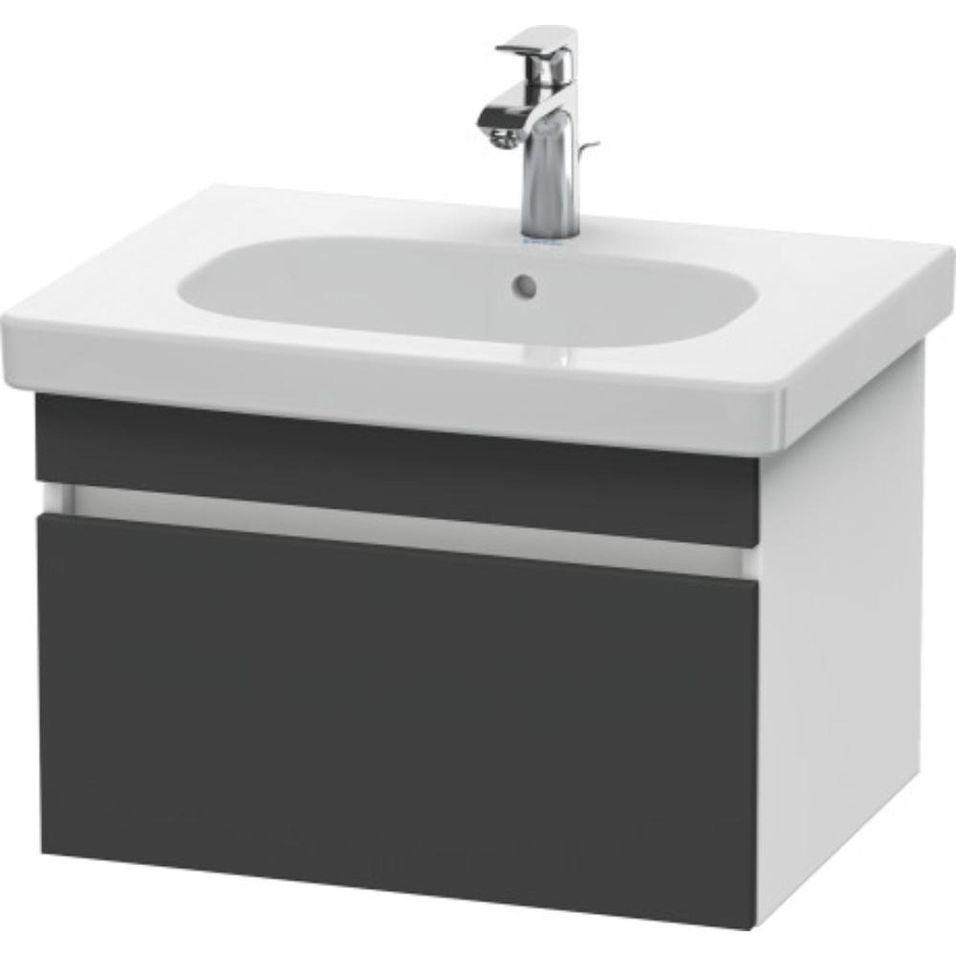 Duravit DuraStyle 24" x 16" x 18" One Drawer Wall-Mount Vanity Unit in Graphite and White (DS638304918)