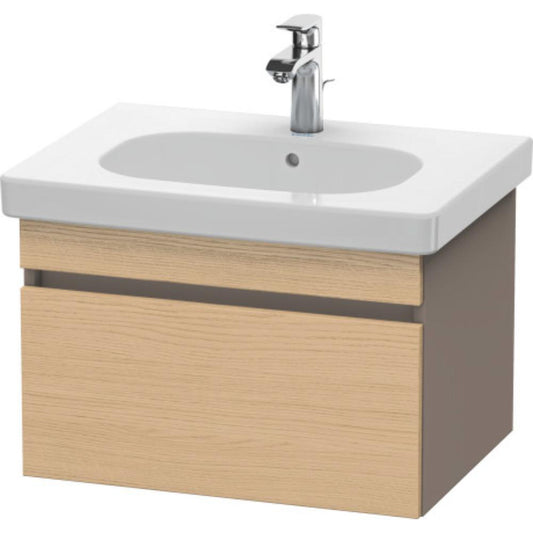 Duravit DuraStyle 24" x 16" x 18" One Drawer Wall-Mount Vanity Unit in Natural Oak and Basalt (DS638303043)