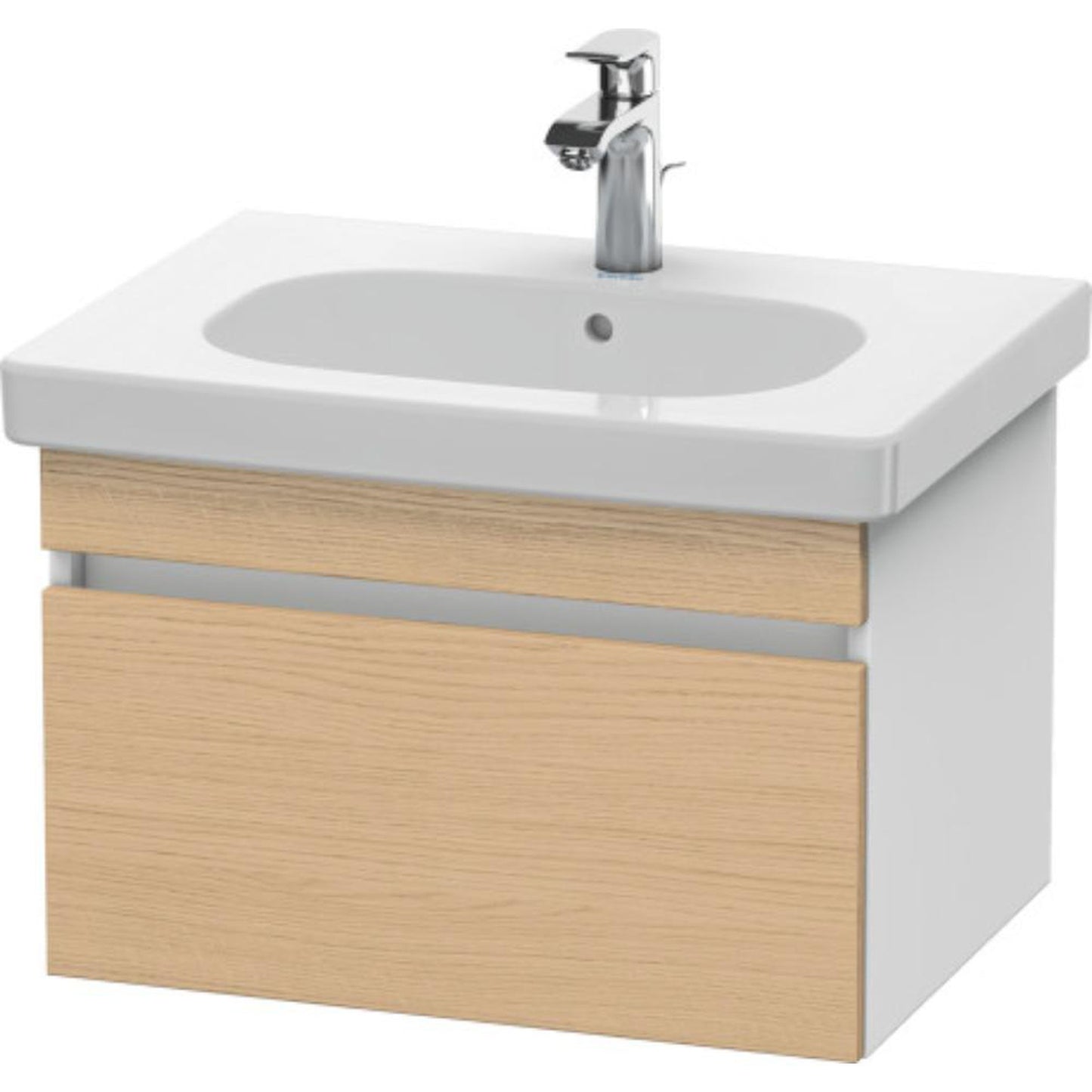 Duravit DuraStyle 24" x 16" x 18" One Drawer Wall-Mount Vanity Unit in Natural Oak and White (DS638303018)